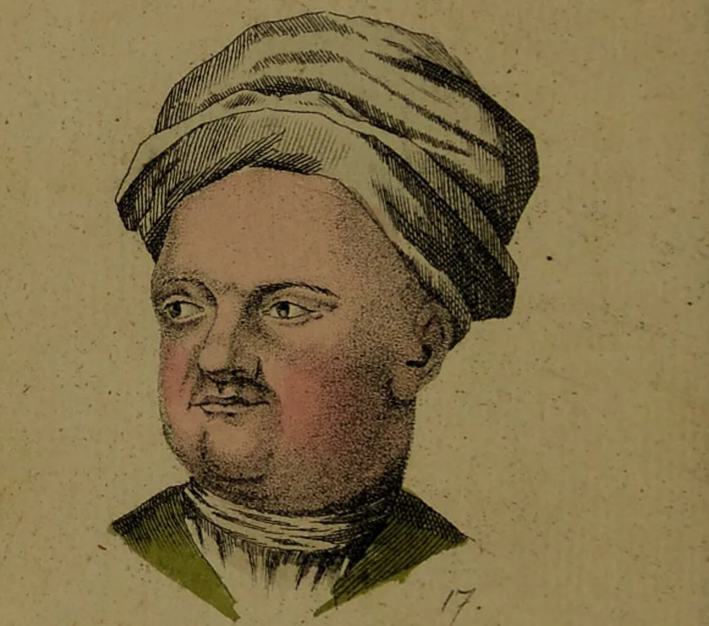 An illustration from Physiognomisches Taschenbuch nach Lavater's Grundsätzen, oder: die Kunst die Männer aus ihren Gesichtszügen zu erkennen. Aus dem Französischen übersetzt. Mit drei und dreissig illuminirten Kupfern., 1813, leaf 80