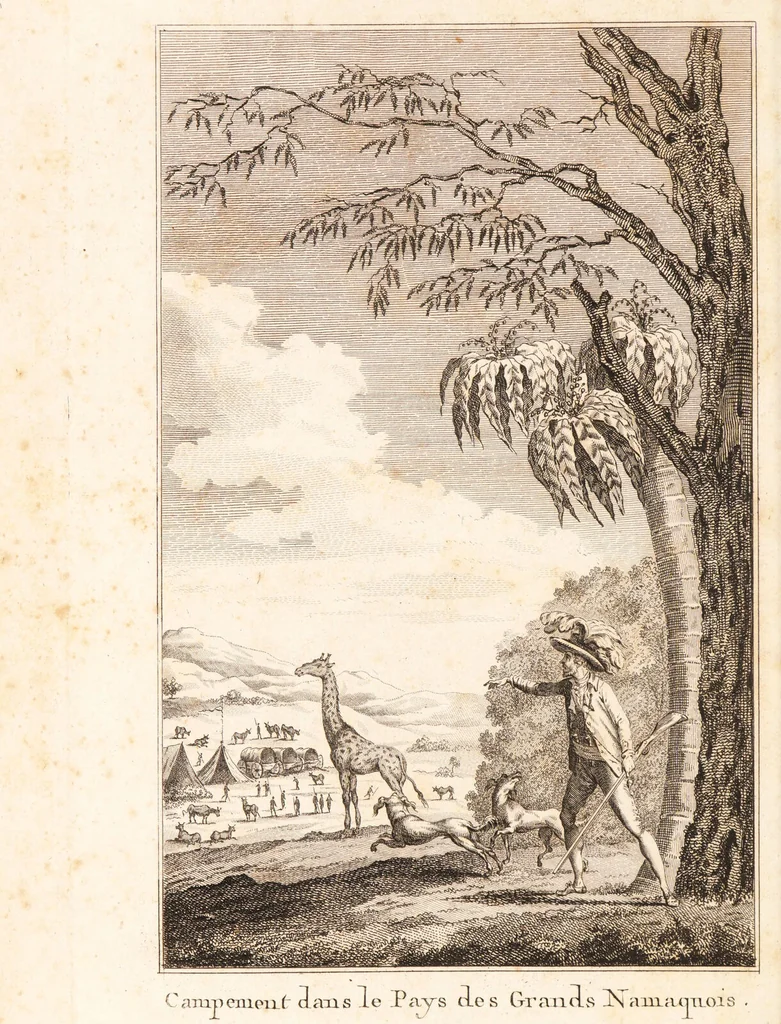 An illustration from Voyage de M. le Vaillant dans l'intérieur de l'Afrique par le Cap de Bonne Espérance, dans les années 1780 ... [-]85 / [François Le Vaillant]., 1790, leaf 6