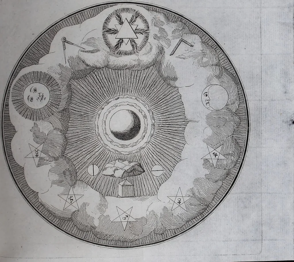 An illustration from Die theoretischen Brüder oder zweite Stuffe der Rosenkreutzer und ihrer Instruktion das erstemahl ans Licht herausgegeben von einem Profanen; nebst einem Anhang aus dem dritten und fünften Grad, als Probe / [Anon]., 1789, leaf 247