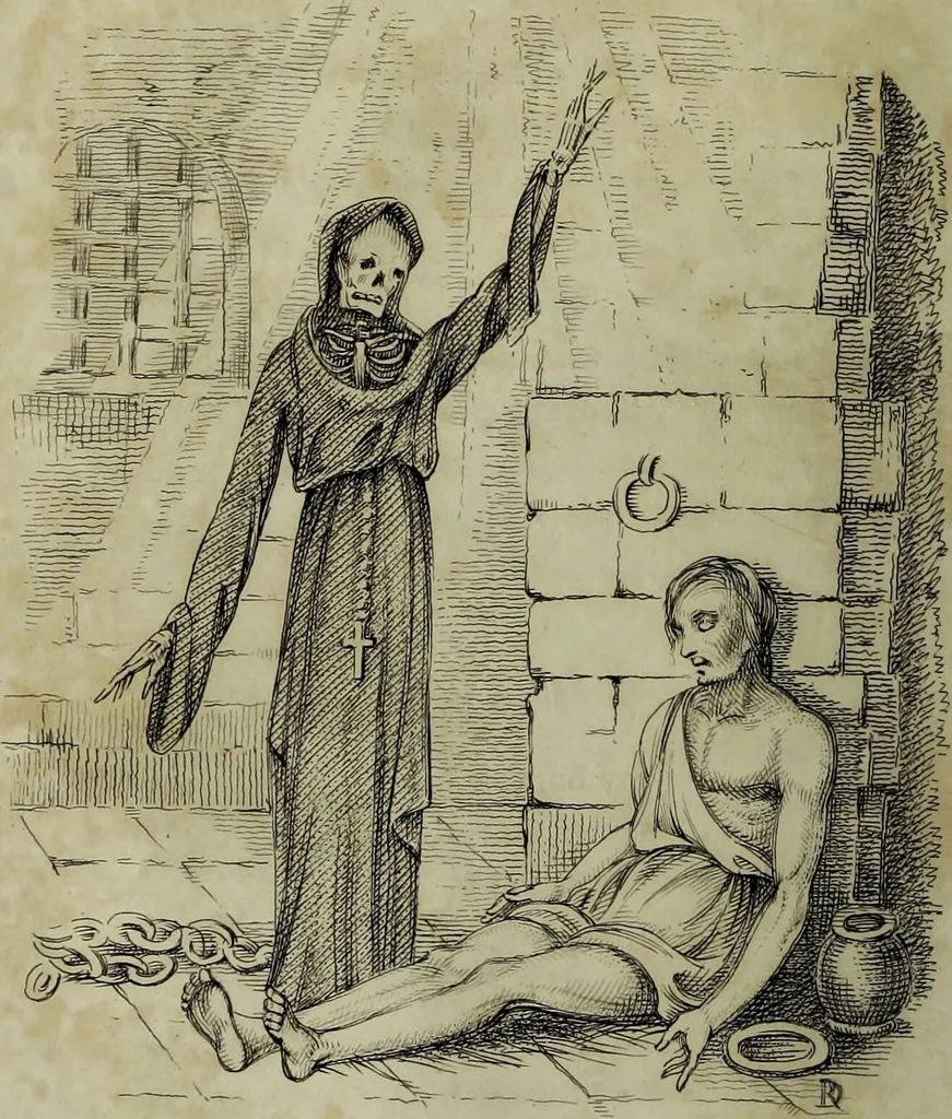 An illustration from Death's doings; consisting of numerous original compositions, in prose and verse, the friendly contributions of various writers; principally intended as illustrations of twenty four plates, designed and etched by R. Dagley / [Richard Dagley]., 1826, leaf 102