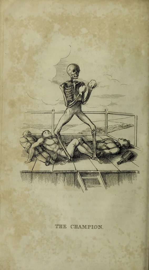 An illustration from Death's doings; consisting of numerous original compositions, in prose and verse, the friendly contributions of various writers; principally intended as illustrations of twenty four plates, designed and etched by R. Dagley / [Richard Dagley]., 1826, leaf 226