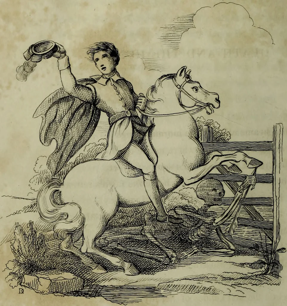 An illustration from Death's doings; consisting of numerous original compositions, in prose and verse, the friendly contributions of various writers; principally intended as illustrations of twenty four plates, designed and etched by R. Dagley / [Richard Dagley]., 1826, leaf 272