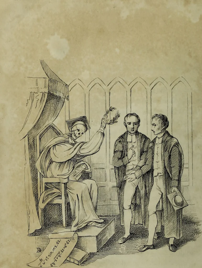 An illustration from Death's doings; consisting of numerous original compositions, in prose and verse, the friendly contributions of various writers; principally intended as illustrations of twenty four plates, designed and etched by R. Dagley / [Richard Dagley]., 1826, leaf 298
