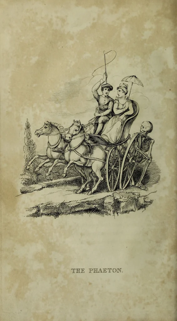 An illustration from Death's doings; consisting of numerous original compositions, in prose and verse, the friendly contributions of various writers; principally intended as illustrations of twenty four plates, designed and etched by R. Dagley / [Richard Dagley]., 1826, leaf 336
