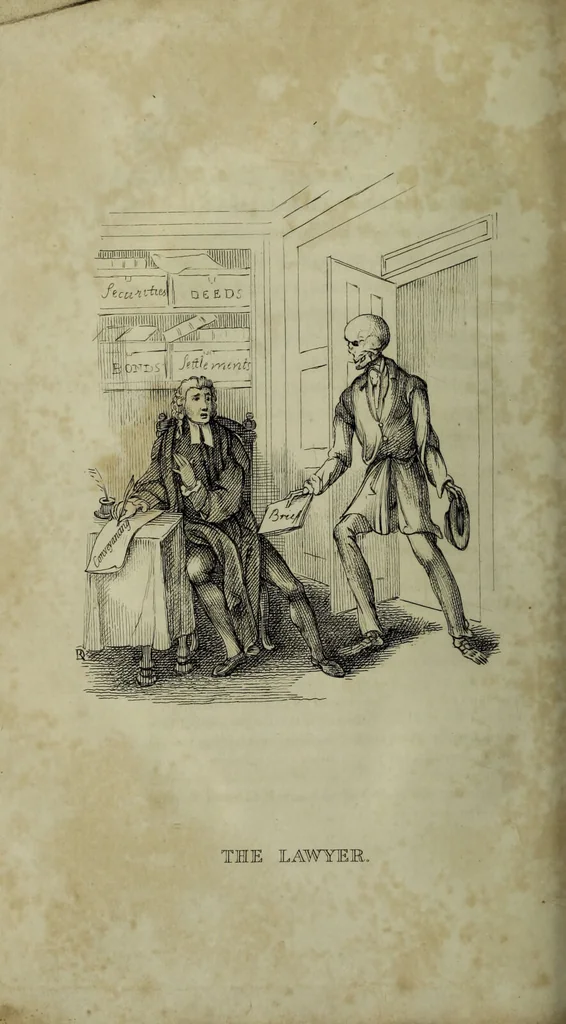 An illustration from Death's doings; consisting of numerous original compositions, in prose and verse, the friendly contributions of various writers; principally intended as illustrations of twenty four plates, designed and etched by R. Dagley / [Richard Dagley]., 1826, leaf 378