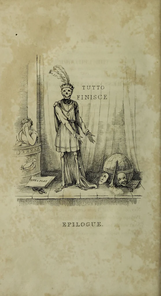 An illustration from Death's doings; consisting of numerous original compositions, in prose and verse, the friendly contributions of various writers; principally intended as illustrations of twenty four plates, designed and etched by R. Dagley / [Richard Dagley]., 1826, leaf 422