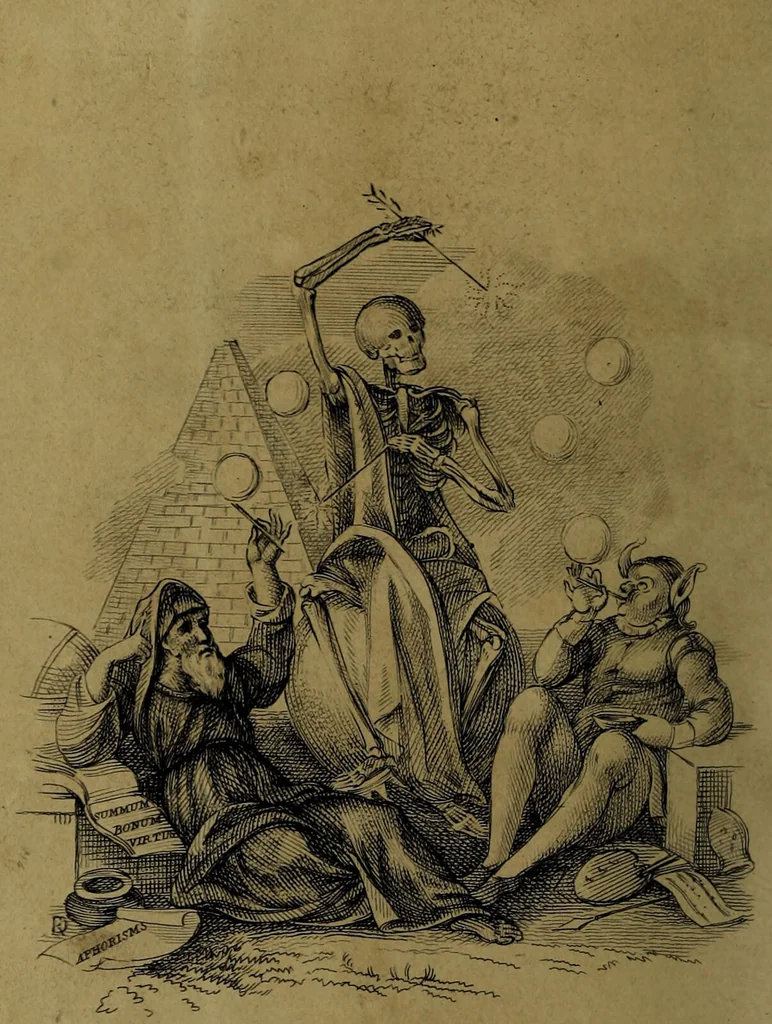 An illustration from Death's doings; consisting of numerous original compositions, in prose and verse, the friendly contributions of various writers; principally intended as illustrations of twenty four plates, designed and etched by R. Dagley / [Richard Dagley]., 1826, leaf 8
