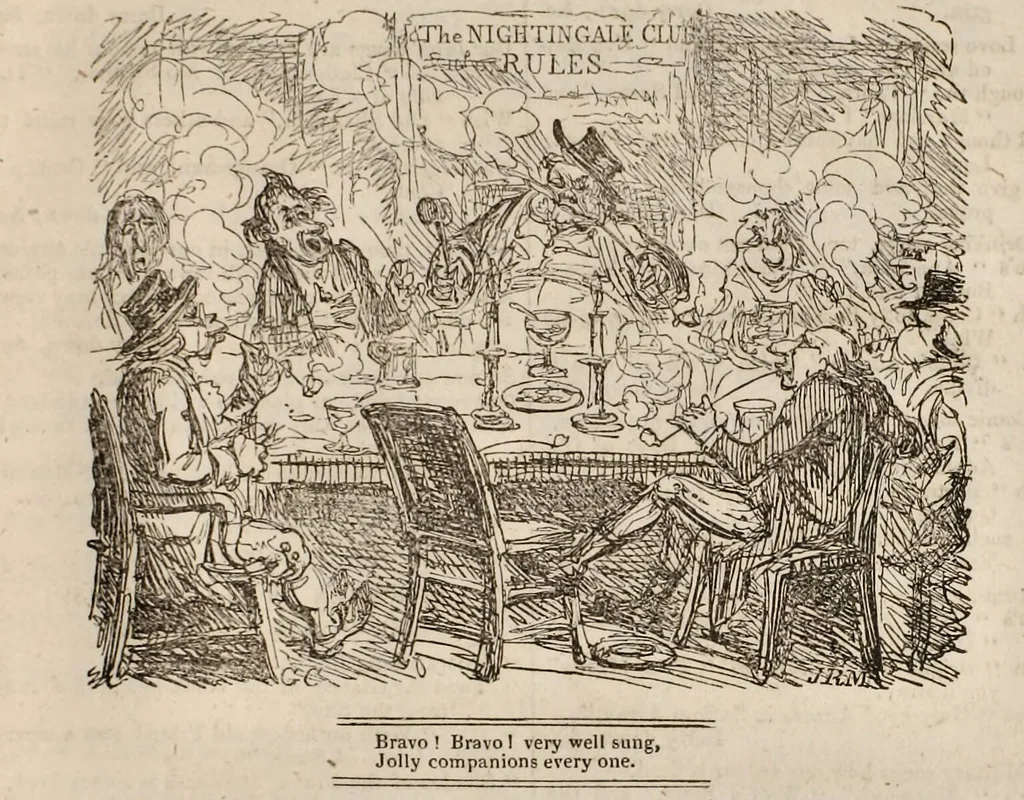 An illustration from A Living skeleton!! Authentic memoir of that singular human prodigy Claude Seurat, denominated the Living Skeleton, who arrived in London from the Continent in July, 1825. In which is contained a circumstantial detail of his person ... together with an account of his manners, habits, etc. ... / Illustrated ... by Robert Cruikshank., 1825, leaf 31