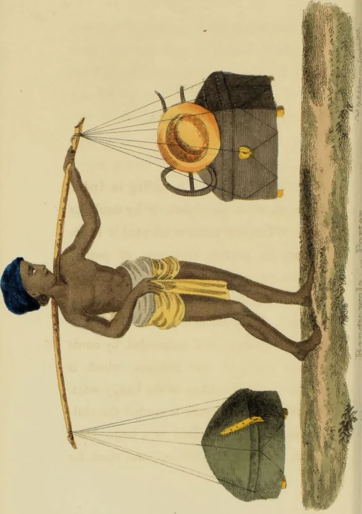 An illustration from Asiatic costumes; a series of forty-four coloured engravings, from designs taken from life: with a description to each subject / By Captain Smith, 44th Regiment., 1828, leaf 130