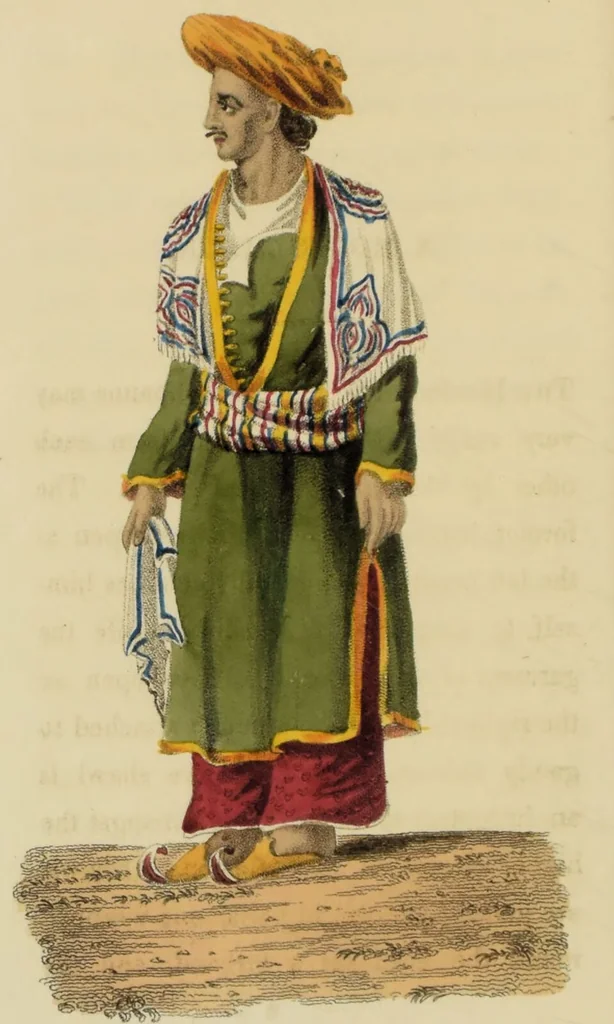An illustration from Asiatic costumes; a series of forty-four coloured engravings, from designs taken from life: with a description to each subject / By Captain Smith, 44th Regiment., 1828, leaf 158