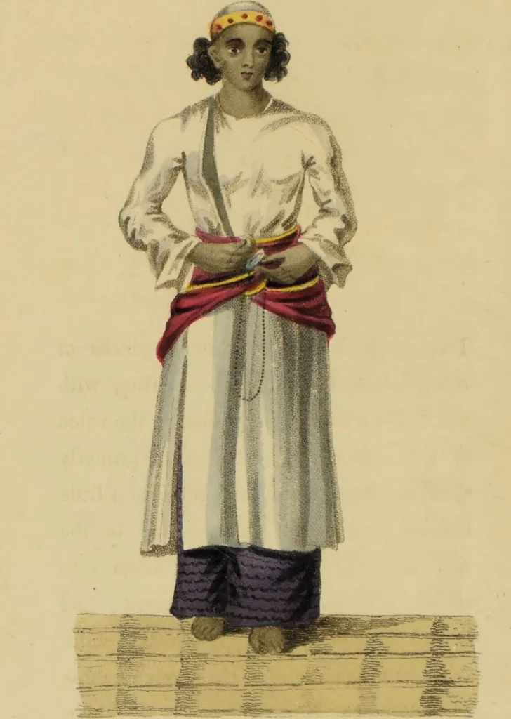 An illustration from Asiatic costumes; a series of forty-four coloured engravings, from designs taken from life: with a description to each subject / By Captain Smith, 44th Regiment., 1828, leaf 42
