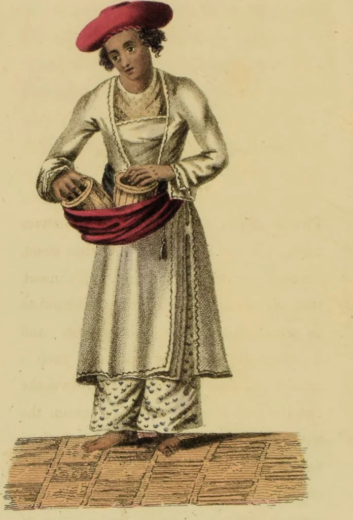An illustration from Asiatic costumes; a series of forty-four coloured engravings, from designs taken from life: with a description to each subject / By Captain Smith, 44th Regiment., 1828, leaf 46