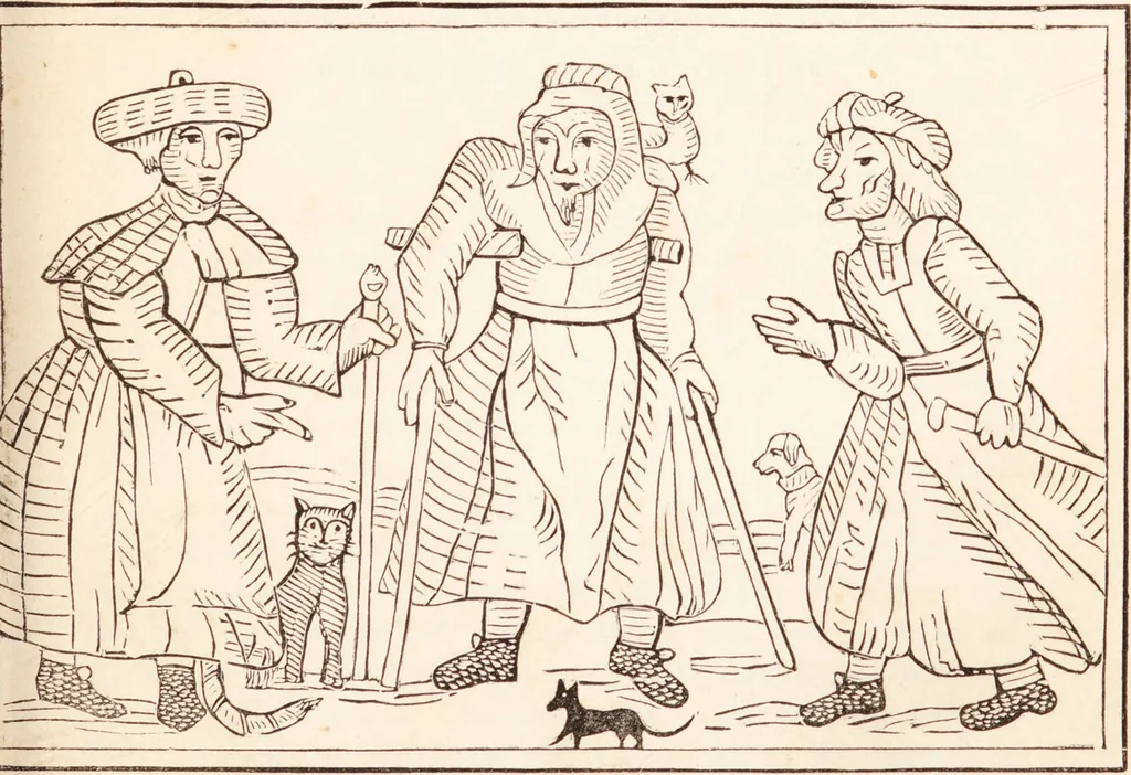 An illustration from A collection of rare and curious tracts, relating to witchcraft in ... Kent, Essex, Suffolk, Norfolk, and Lincoln, between ... 1618 and 1664 / Reprinted verbatim from the original editions., 1838, leaf 75