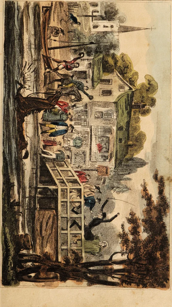 An illustration from Doctor Comicus; or the frolics of fortune. A comic satirical poem, for the squeamish and the queer. In twelve cantos / By a surgeon. Illustrated with numerous plates., 1828, leaf 111