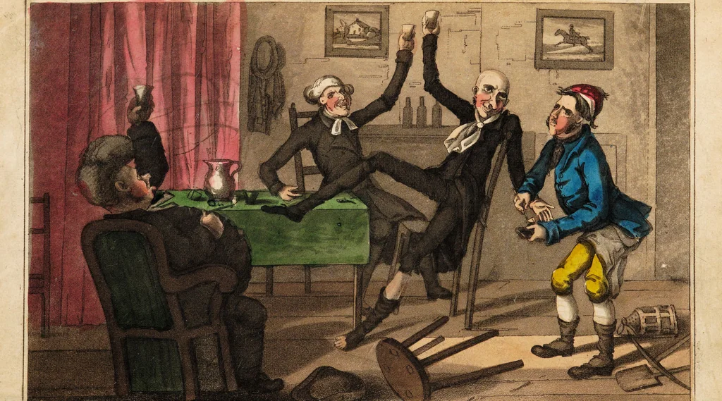 An illustration from Doctor Comicus; or the frolics of fortune. A comic satirical poem, for the squeamish and the queer. In twelve cantos / By a surgeon. Illustrated with numerous plates., 1828, leaf 286