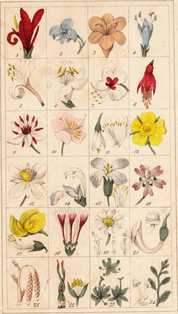 An illustration from Curso de botanica elemental. Parte teórica / por Miguel Bustamante., 1841, leaf 85