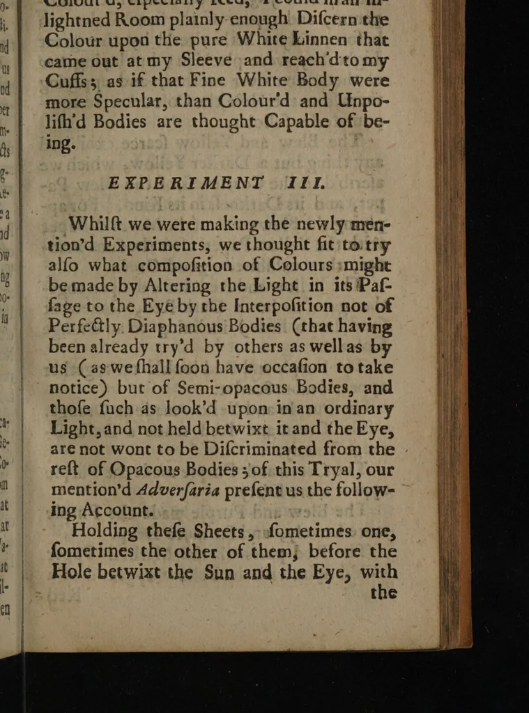 An illustration from Experiments and considerations touching colours. First occasionally written among some other essays, to a friend; and now suffer'd to come abroad as the beginning of an experimental history of colours / By the Honourable Robert Boyle., 1670, leaf 235