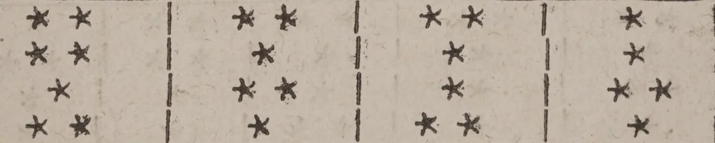 An illustration from The geomancie / of Maister Christopher Cattan Gentleman. A booke, no lesse pleasant and recreatiue, then of a wittie inuention, to knovve all thinges, past, present, and to come. Whereunto is annexed the wheele of Pythagoras. Translated out of French into our English tongue [by Francis Sparry]., 1591, leaf 257
