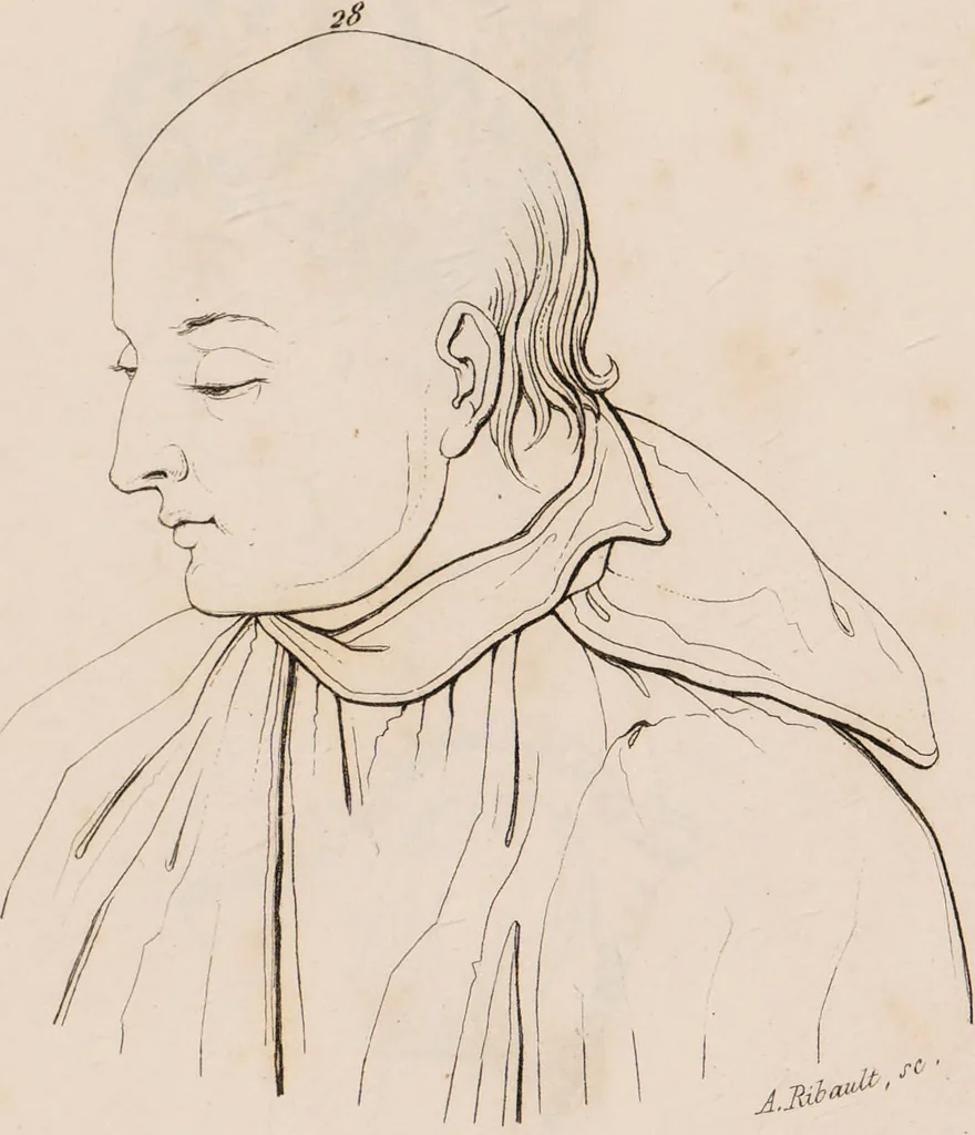 An illustration from Histoire des penchans et des sentimens de l'homme, d'après la doctrine de Gall / Par F.Ch. Ornée de vingt portraits., 1829, leaf 83
