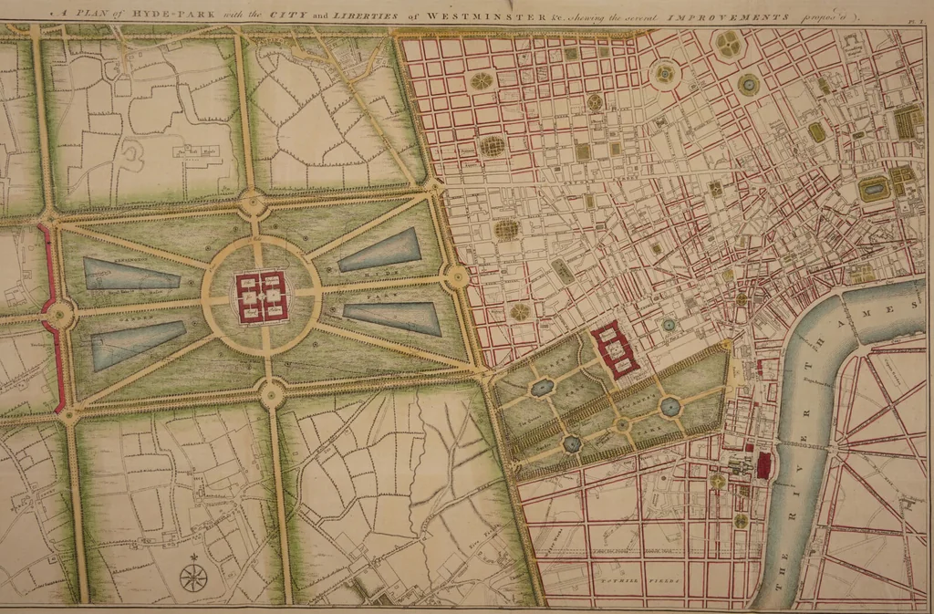 An illustration from London and Westminster improved, illustrated by plans : to which is prefixed, a discourse on publick magnificence; with observations on the state of arts and artists in this kingdom, wherein the study of the polite arts is recommended as necessary to a liberal education: concluded by some proposals relative to places not laid down in the plans / By John Gwynn., 1766, leaf 153