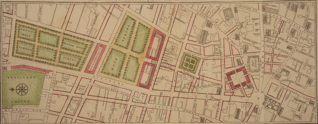 An illustration from London and Westminster improved, illustrated by plans : to which is prefixed, a discourse on publick magnificence; with observations on the state of arts and artists in this kingdom, wherein the study of the polite arts is recommended as necessary to a liberal education: concluded by some proposals relative to places not laid down in the plans / By John Gwynn., 1766, leaf 157