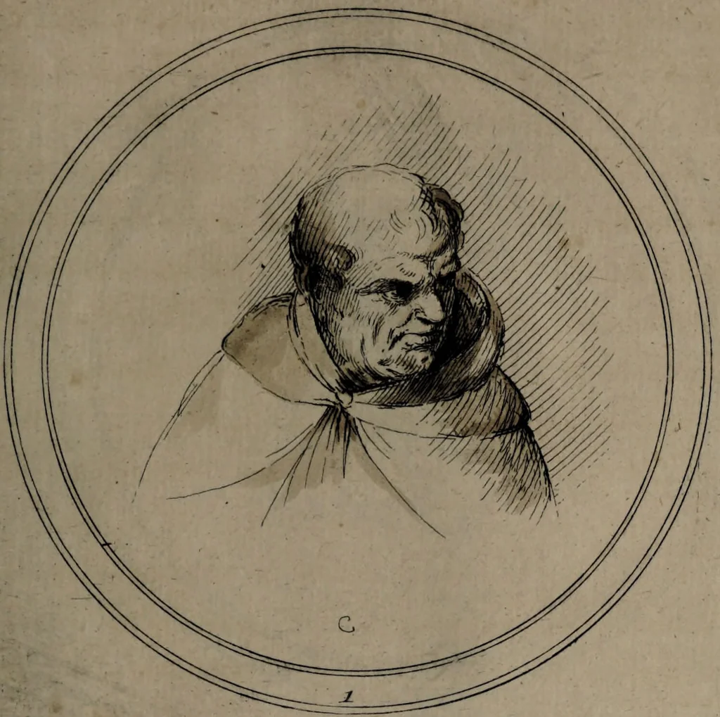 An illustration from Recueil de testes de caractère et de charges / dessinées par Leonard de Vinci ... et gravées par M. le C. de C. [i.e. le comte de Caylus]., 1730, leaf 31