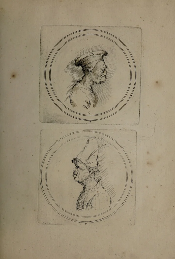 An illustration from Recueil de testes de caractère et de charges / dessinées par Leonard de Vinci ... et gravées par M. le C. de C. [i.e. le comte de Caylus]., 1730, leaf 37