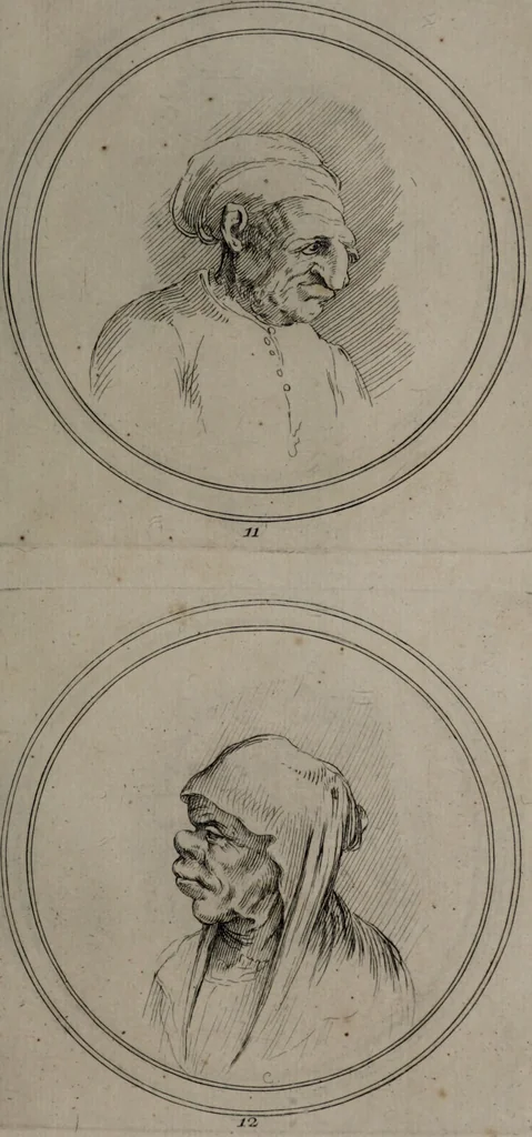 An illustration from Recueil de testes de caractère et de charges / dessinées par Leonard de Vinci ... et gravées par M. le C. de C. [i.e. le comte de Caylus]., 1730, leaf 41