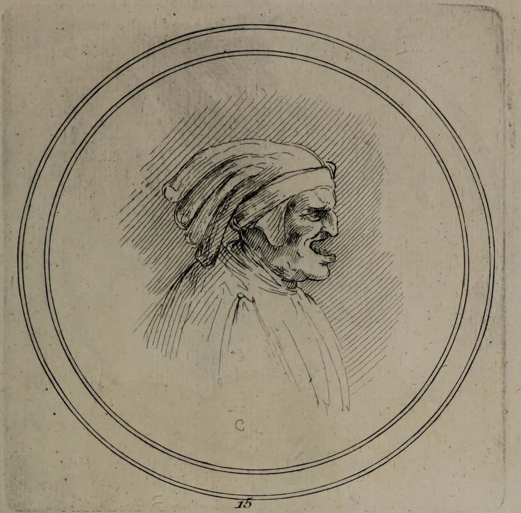 An illustration from Recueil de testes de caractère et de charges / dessinées par Leonard de Vinci ... et gravées par M. le C. de C. [i.e. le comte de Caylus]., 1730, leaf 45