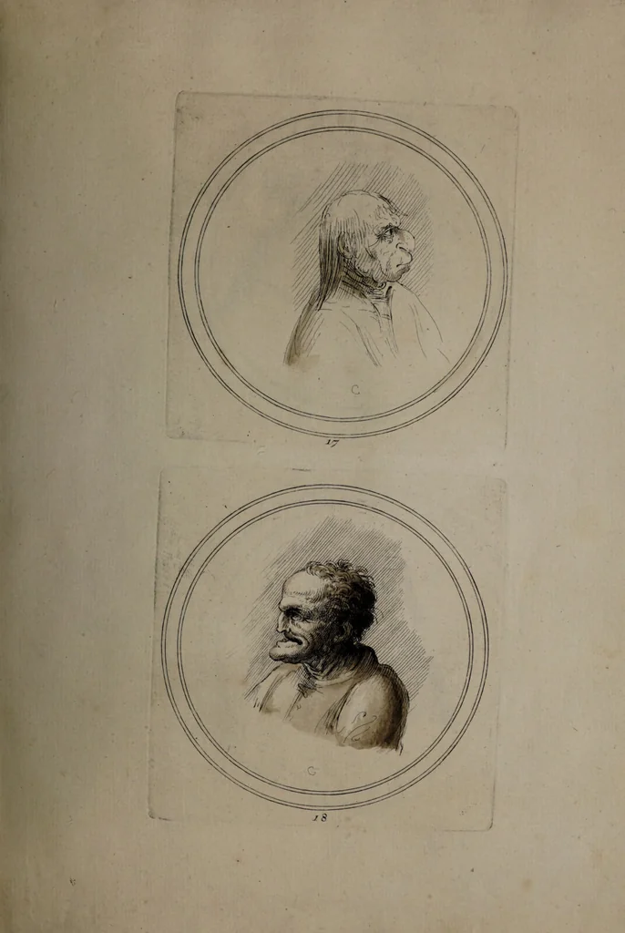 An illustration from Recueil de testes de caractère et de charges / dessinées par Leonard de Vinci ... et gravées par M. le C. de C. [i.e. le comte de Caylus]., 1730, leaf 47