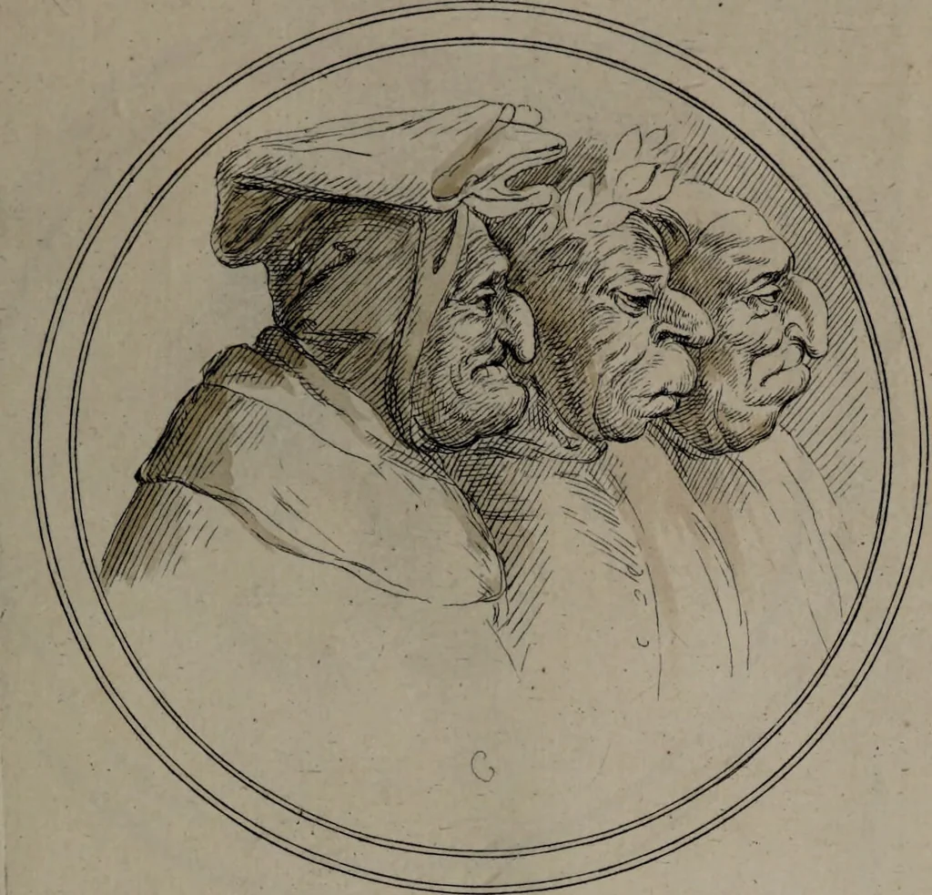 An illustration from Recueil de testes de caractère et de charges / dessinées par Leonard de Vinci ... et gravées par M. le C. de C. [i.e. le comte de Caylus]., 1730, leaf 49