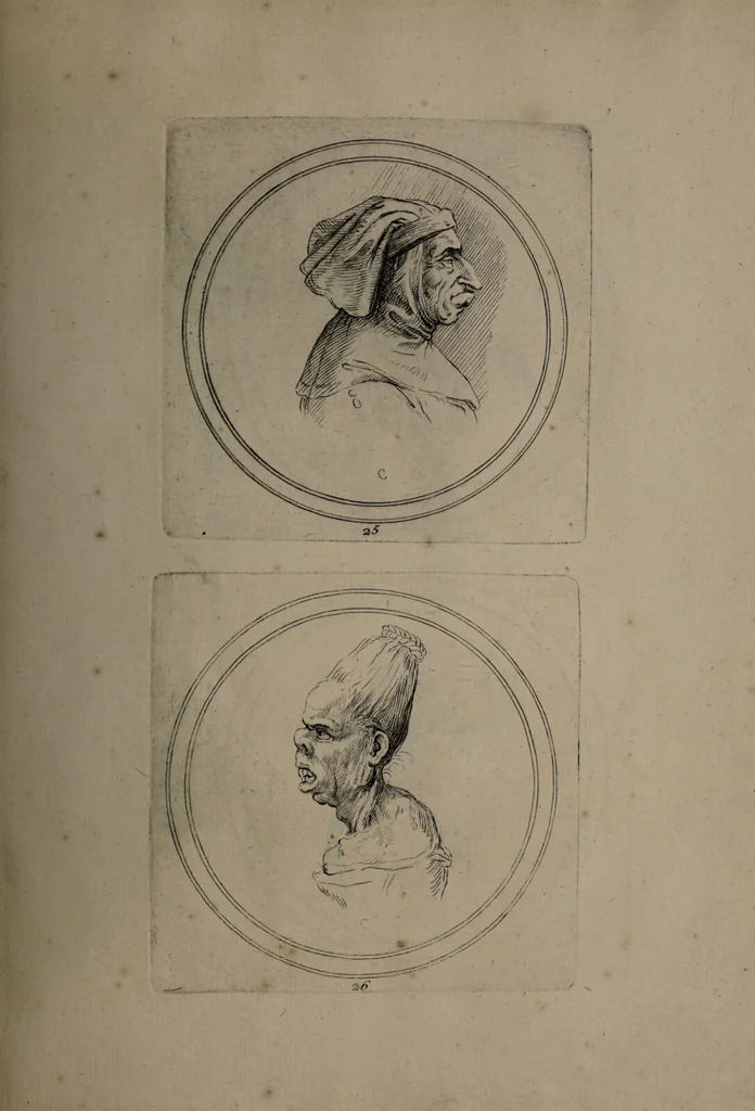 An illustration from Recueil de testes de caractère et de charges / dessinées par Leonard de Vinci ... et gravées par M. le C. de C. [i.e. le comte de Caylus]., 1730, leaf 55