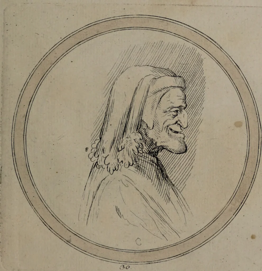 An illustration from Recueil de testes de caractère et de charges / dessinées par Leonard de Vinci ... et gravées par M. le C. de C. [i.e. le comte de Caylus]., 1730, leaf 59