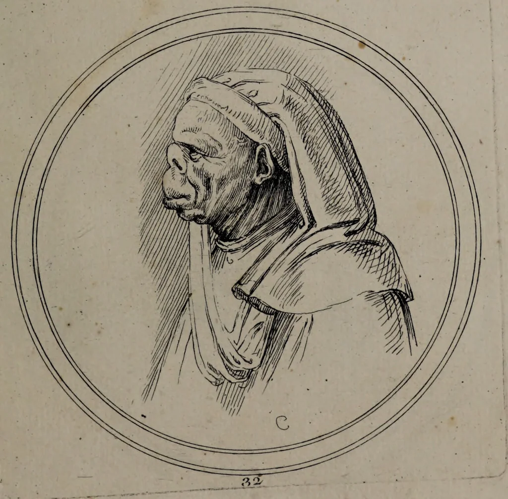 An illustration from Recueil de testes de caractère et de charges / dessinées par Leonard de Vinci ... et gravées par M. le C. de C. [i.e. le comte de Caylus]., 1730, leaf 61
