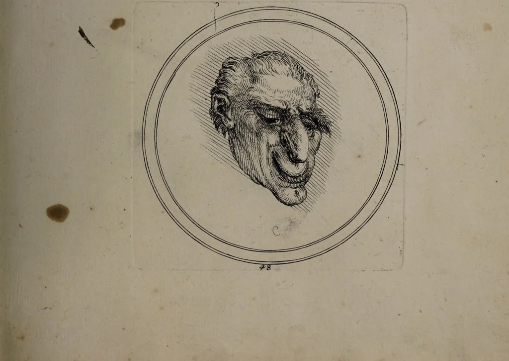 An illustration from Recueil de testes de caractère et de charges / dessinées par Leonard de Vinci ... et gravées par M. le C. de C. [i.e. le comte de Caylus]., 1730, leaf 77