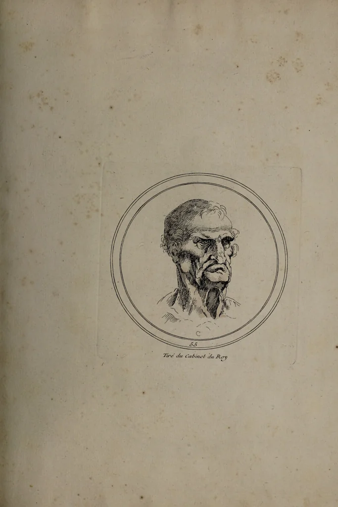 An illustration from Recueil de testes de caractère et de charges / dessinées par Leonard de Vinci ... et gravées par M. le C. de C. [i.e. le comte de Caylus]., 1730, leaf 87