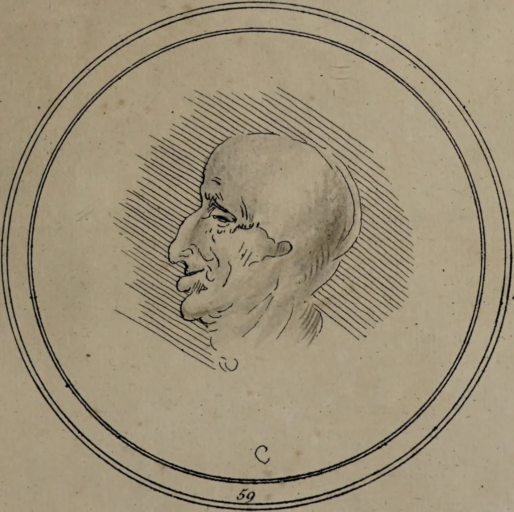 An illustration from Recueil de testes de caractère et de charges / dessinées par Leonard de Vinci ... et gravées par M. le C. de C. [i.e. le comte de Caylus]., 1730, leaf 91