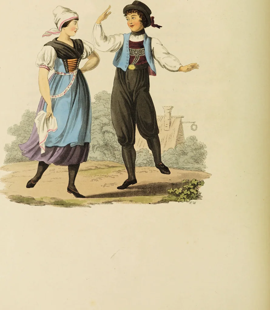 An illustration from The costume of the hereditary states of the House of Austria : displayed in fifty coloured engravings / with descriptions, and an introduction [in English and French]. Translated by R.C. Dallas., 1804, leaf 118