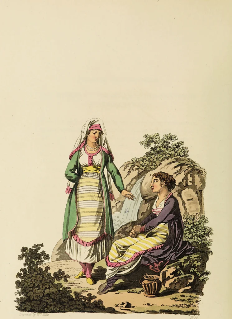 An illustration from The costume of the hereditary states of the House of Austria : displayed in fifty coloured engravings / with descriptions, and an introduction [in English and French]. Translated by R.C. Dallas., 1804, leaf 154