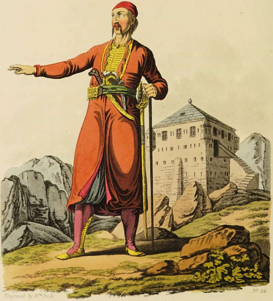 An illustration from The costume of the hereditary states of the House of Austria : displayed in fifty coloured engravings / with descriptions, and an introduction [in English and French]. Translated by R.C. Dallas., 1804, leaf 170