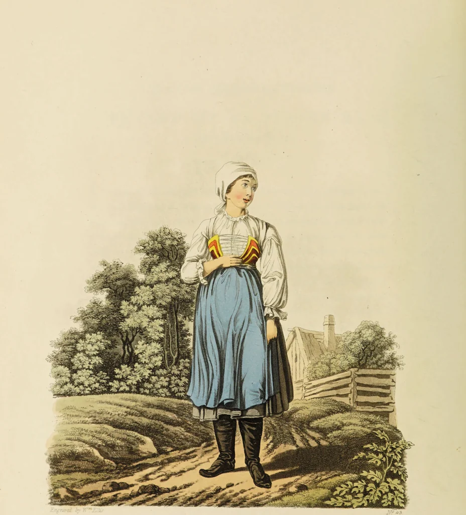 An illustration from The costume of the hereditary states of the House of Austria : displayed in fifty coloured engravings / with descriptions, and an introduction [in English and French]. Translated by R.C. Dallas., 1804, leaf 210