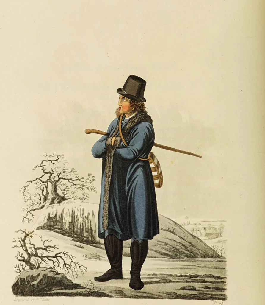 An illustration from The costume of the hereditary states of the House of Austria : displayed in fifty coloured engravings / with descriptions, and an introduction [in English and French]. Translated by R.C. Dallas., 1804, leaf 214