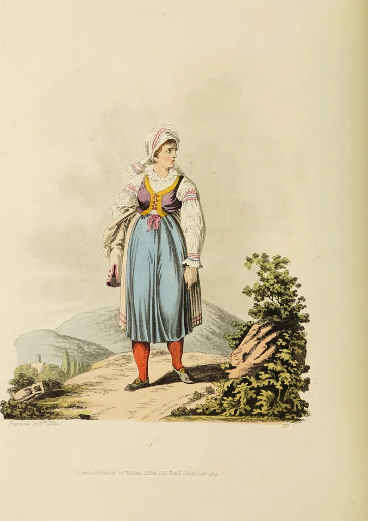An illustration from The costume of the hereditary states of the House of Austria : displayed in fifty coloured engravings / with descriptions, and an introduction [in English and French]. Translated by R.C. Dallas., 1804, leaf 222