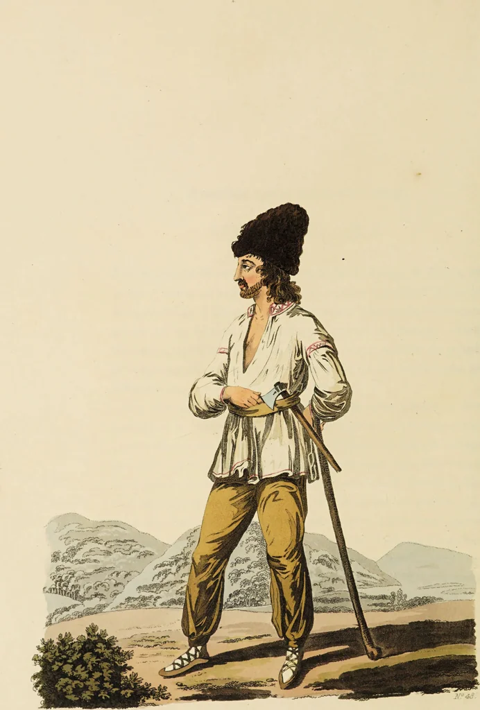 An illustration from The costume of the hereditary states of the House of Austria : displayed in fifty coloured engravings / with descriptions, and an introduction [in English and French]. Translated by R.C. Dallas., 1804, leaf 226