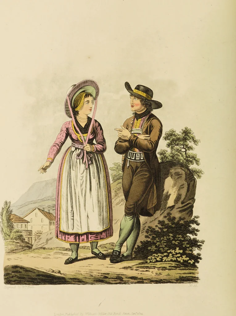 An illustration from The costume of the hereditary states of the House of Austria : displayed in fifty coloured engravings / with descriptions, and an introduction [in English and French]. Translated by R.C. Dallas., 1804, leaf 234