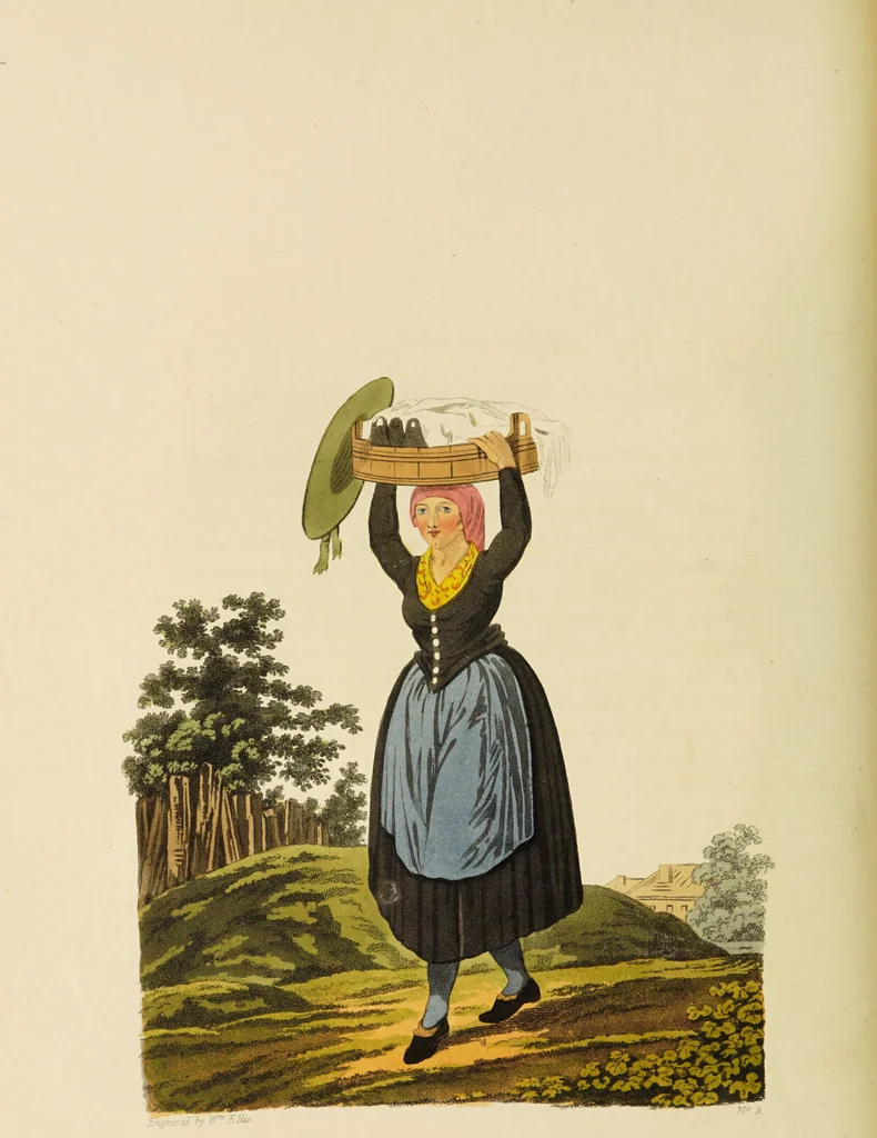 An illustration from The costume of the hereditary states of the House of Austria : displayed in fifty coloured engravings / with descriptions, and an introduction [in English and French]. Translated by R.C. Dallas., 1804, leaf 46