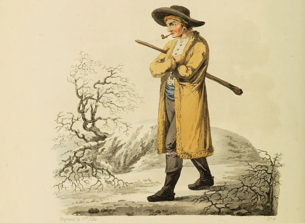 An illustration from The costume of the hereditary states of the House of Austria : displayed in fifty coloured engravings / with descriptions, and an introduction [in English and French]. Translated by R.C. Dallas., 1804, leaf 66