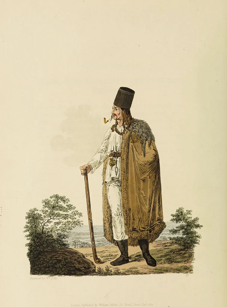 An illustration from The costume of the hereditary states of the House of Austria : displayed in fifty coloured engravings / with descriptions, and an introduction [in English and French]. Translated by R.C. Dallas., 1804, leaf 90