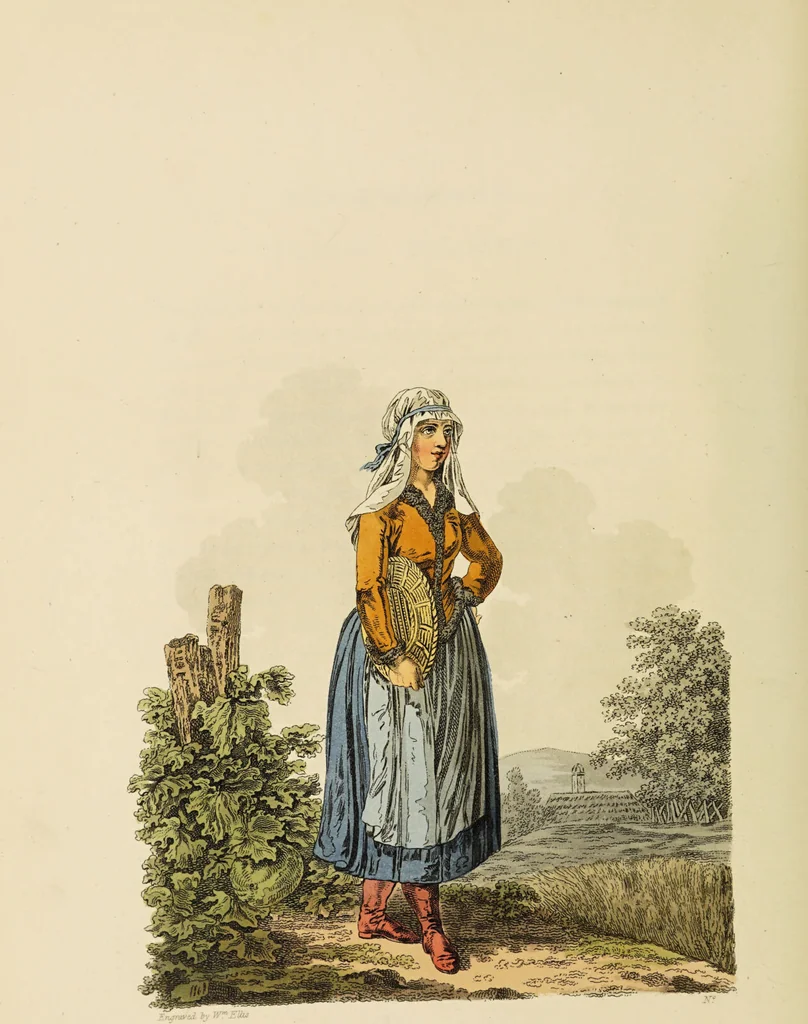 An illustration from The costume of the hereditary states of the House of Austria : displayed in fifty coloured engravings / with descriptions, and an introduction [in English and French]. Translated by R.C. Dallas., 1804, leaf 94