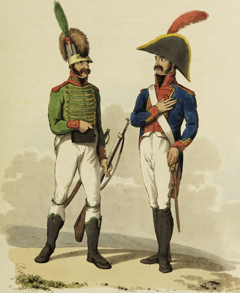 An illustration from Sketches of the country, character, and costume, in Portugal and Spain, made during the campaign, and on the route of the British army, in 1808 and 1809 / Engraved and coloured from the drawings by the Rev. William Bradford ... ; with incidental illustration, and appropriate descriptions, of each subject., 1809, leaf 177